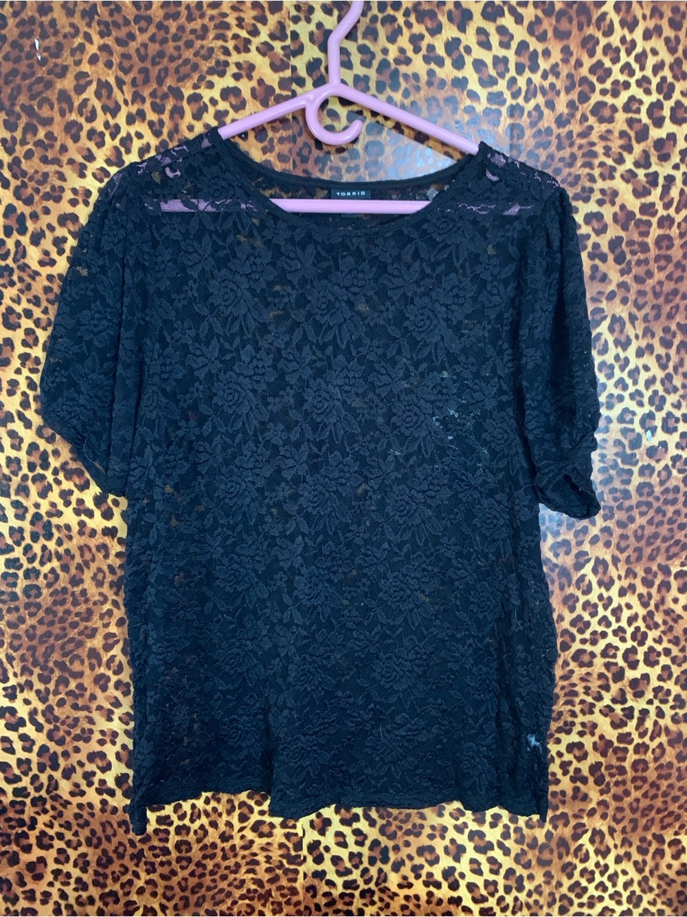 torrid Black Lace Short Sleeve Tee